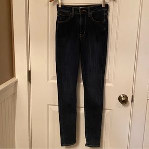 LEVI’S JEANS 721 HIGH RISE SKINNY DARK WASH BLUE STRETCH DENIM SIZE 26 x 30